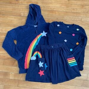 Hanna Andersson Navy Blue Terry Rainbow Star Bundle Lot 150cm 12Y